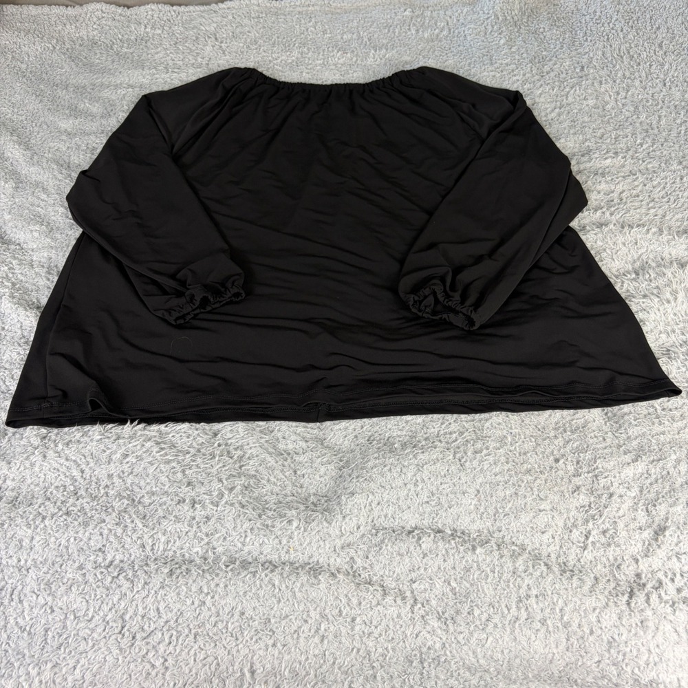 Carmen Marc Valvo Black Gold Chain Link Neck Blouse Long Sleeve Top Womens 2X - Picture 8 of 9